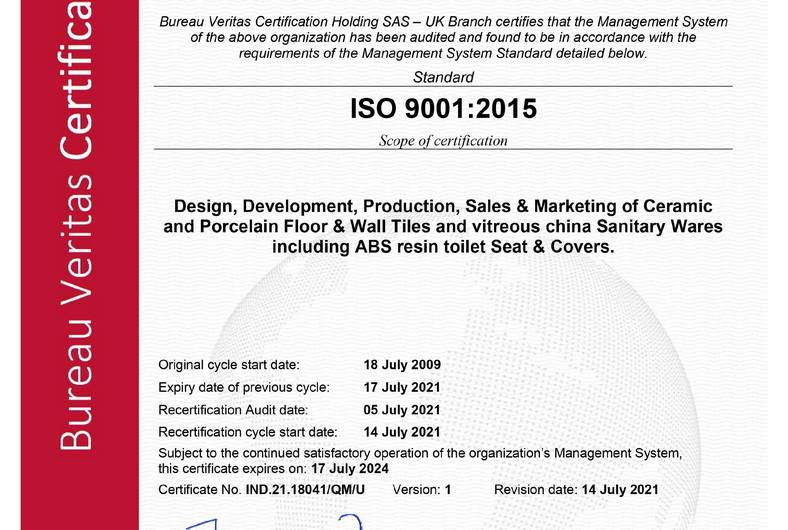 Successfully passed recertification audit of the Quality Management System