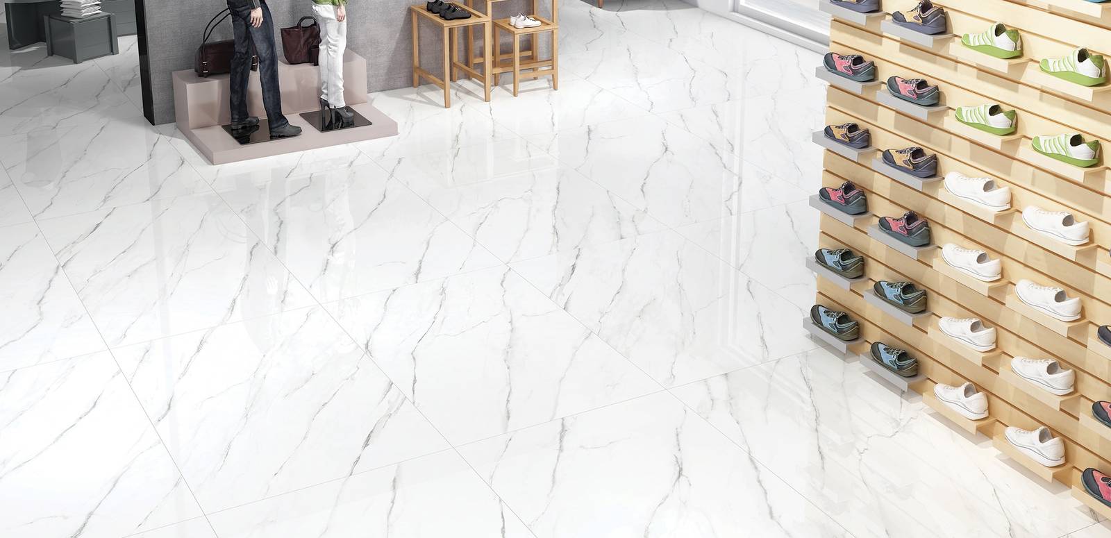 Modern Light Commercial showcasing green tones with porcelain tiles, creating a contemporary atmosphere.