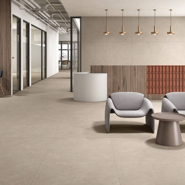 Modern Light Commercial showcasing brown tones with porcelain tiles, creating a luxurious atmosphere.