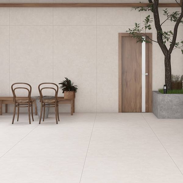 Modern Light Commercial highlighting grey tones with porcelain tiles, creating a warm atmosphere.