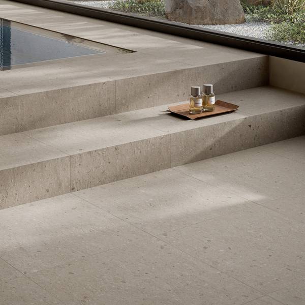 Modern Light Commercial featuring beige tones with porcelain tiles, creating a contemporary atmosphere.