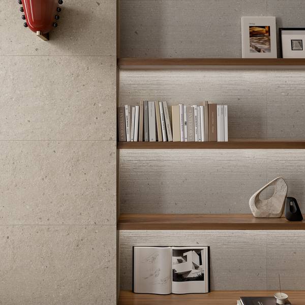 Modern Light Commercial showcasing beige tones with porcelain tiles, creating an elegant atmosphere.