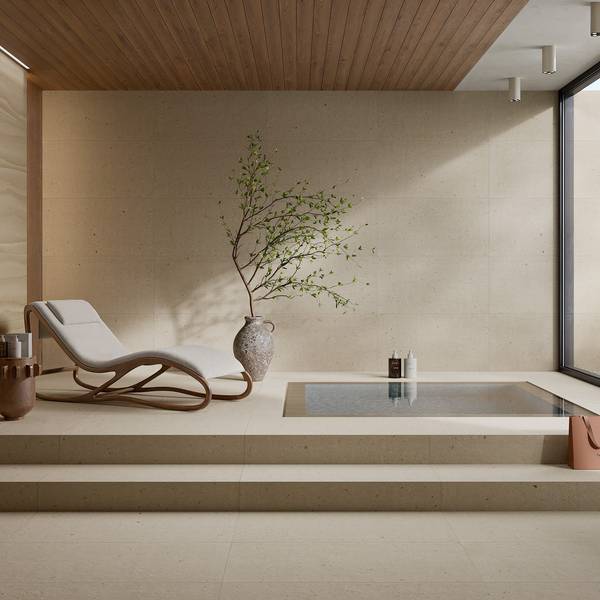Modern Light Commercial featuring beige tones with porcelain tiles, creating a warm atmosphere.