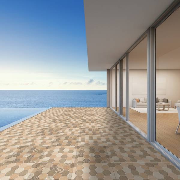 Modern Wellness and Swimming Pool featuring brown tones with porcelain tiles, creating a luxurious atmosphere.