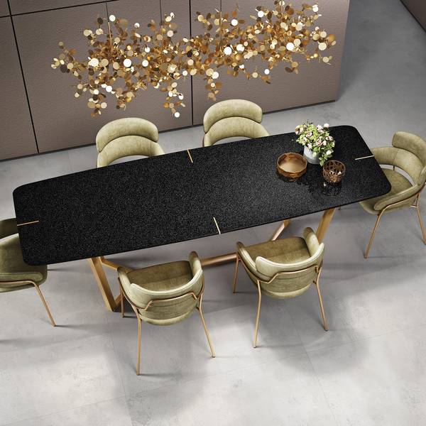 Modern Living room showcasing black tones with porcelain tiles, creating a warm atmosphere.