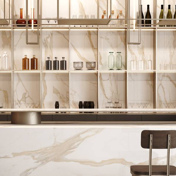 Modern Light Commercial featuring white tones with porcelain tiles, creating an elegant atmosphere.