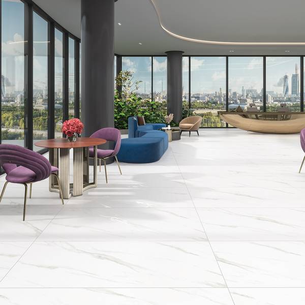 Modern Light Commercial featuring white tones with porcelain tiles, creating a luxurious atmosphere.