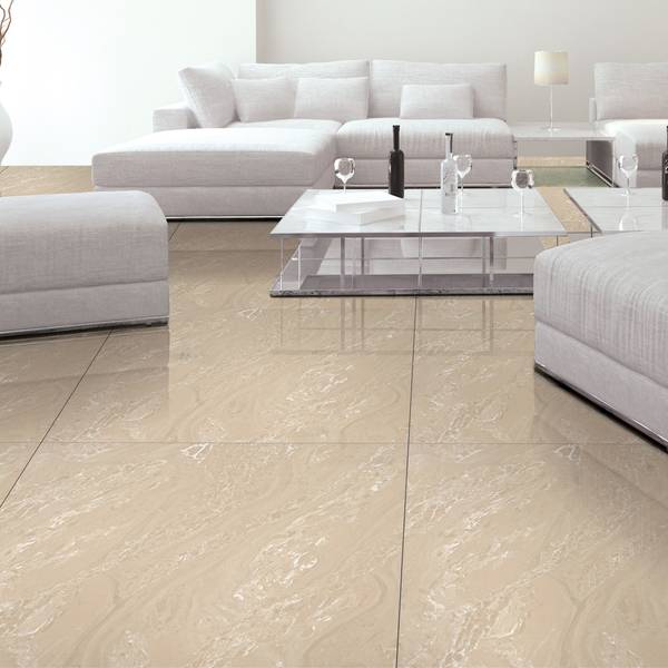 Modern Living room featuring brown tones with porcelain tiles, creating an elegant atmosphere.