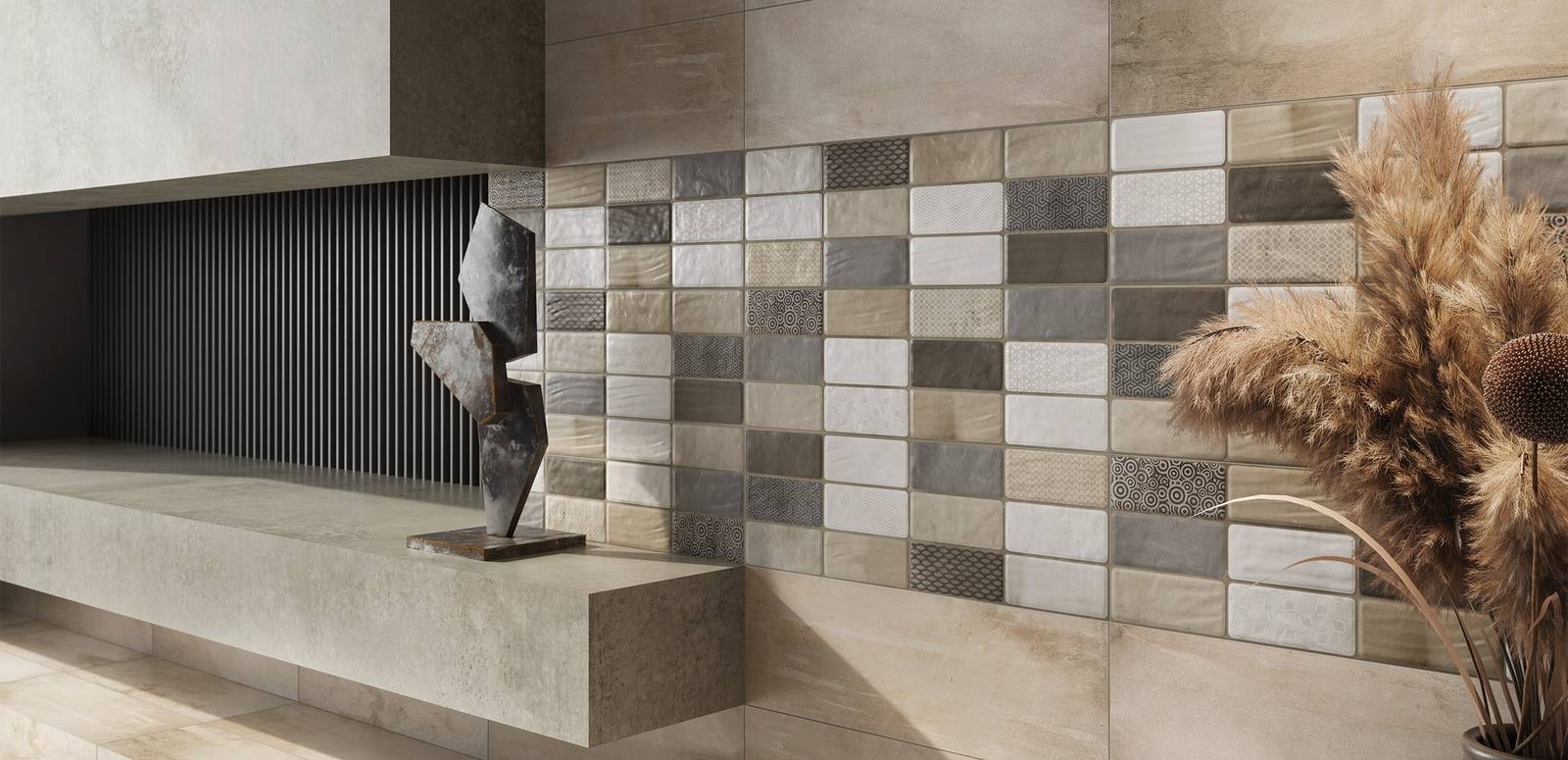 Modern Bathroom highlighting beige tones with porcelain tiles, creating a contemporary atmosphere.
