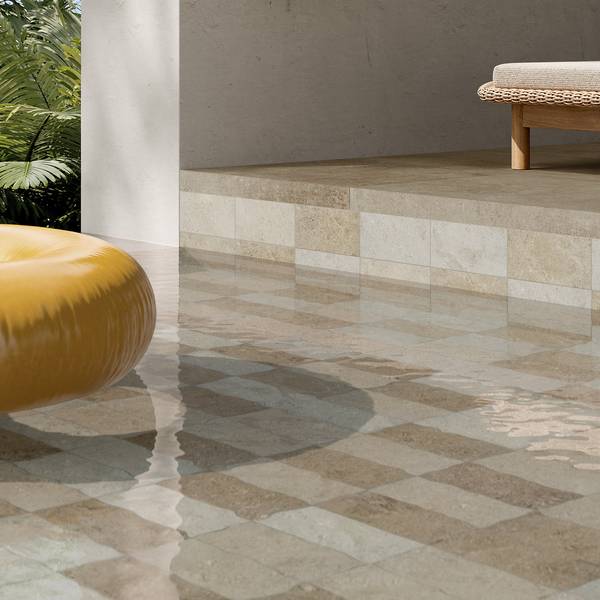 Modern Outdoor showcasing beige tones with porcelain tiles, creating a contemporary atmosphere.