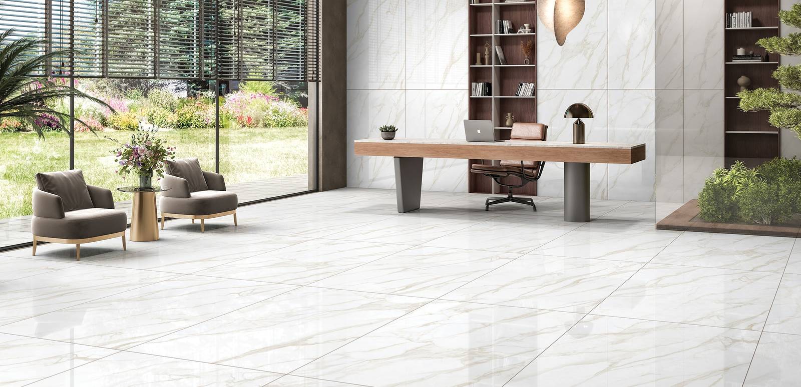 Modern Light Commercial featuring beige tones with porcelain tiles, creating a luxurious atmosphere.