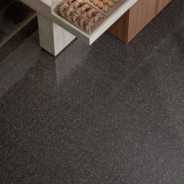 Modern Light Commercial featuring anthracite tones with porcelain tiles, creating a luxurious atmosphere.