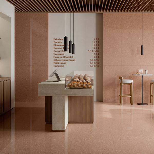 Modern Light Commercial showcasing mix tones with porcelain tiles, creating a warm atmosphere.