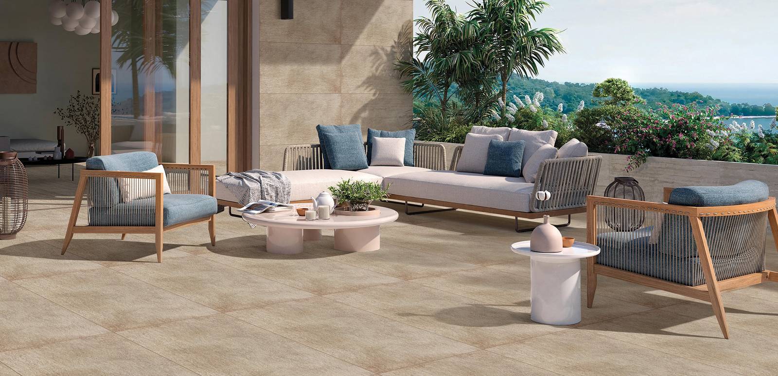 Modern Outdoor featuring beige tones with porcelain tiles, creating a warm atmosphere.