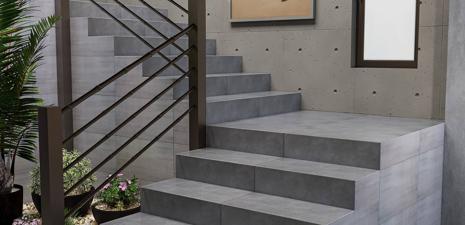 Modern Light Commercial featuring white, brown, grey tones with porcelain tiles, creating a luxurious atmosphere.